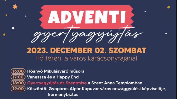 Adventi gyertyagyújtás december 2-án Kapuváron